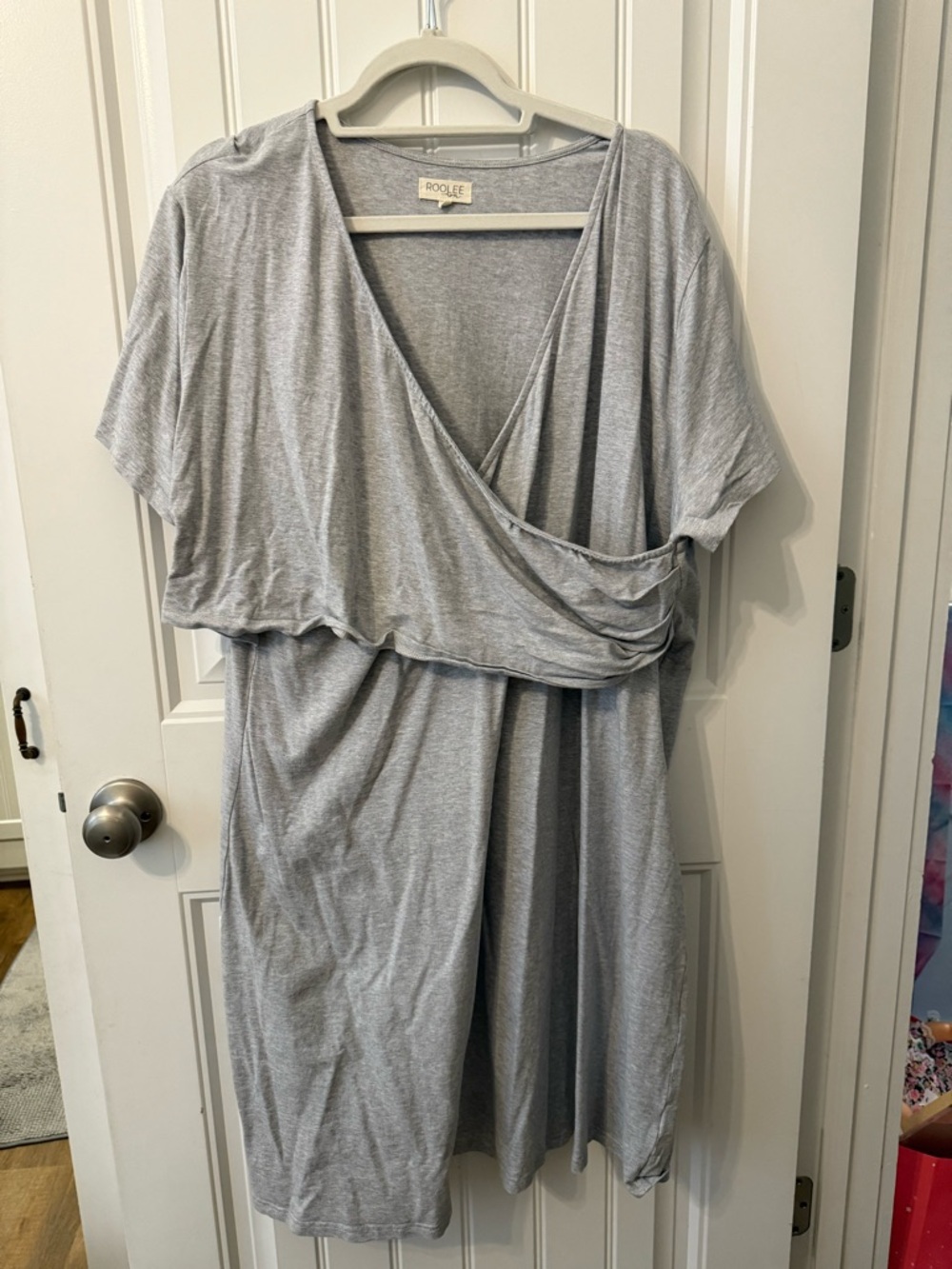 Women's Light Gray Wrap-Style Nursing  Dress